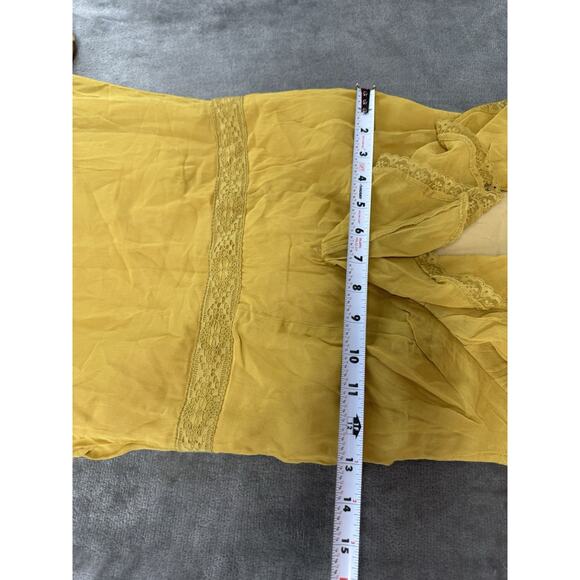 NWT By Anthropologie Mustard Ruffle V-Neck Midi Dress XS Viscose Boho Romantic - Picture 10 of 12